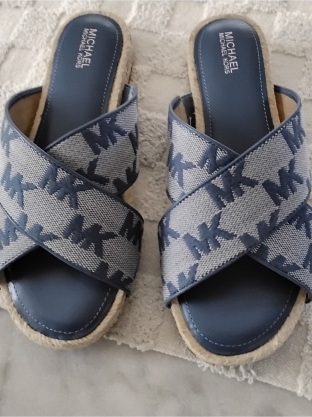 MICHAEL Michael Kors Blue Crossband Espadrille Slides